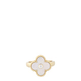 Van Cleef & Arpels Vintage Alhambra Mother of Pearl Diamond 18k Yellow Gold Ring
