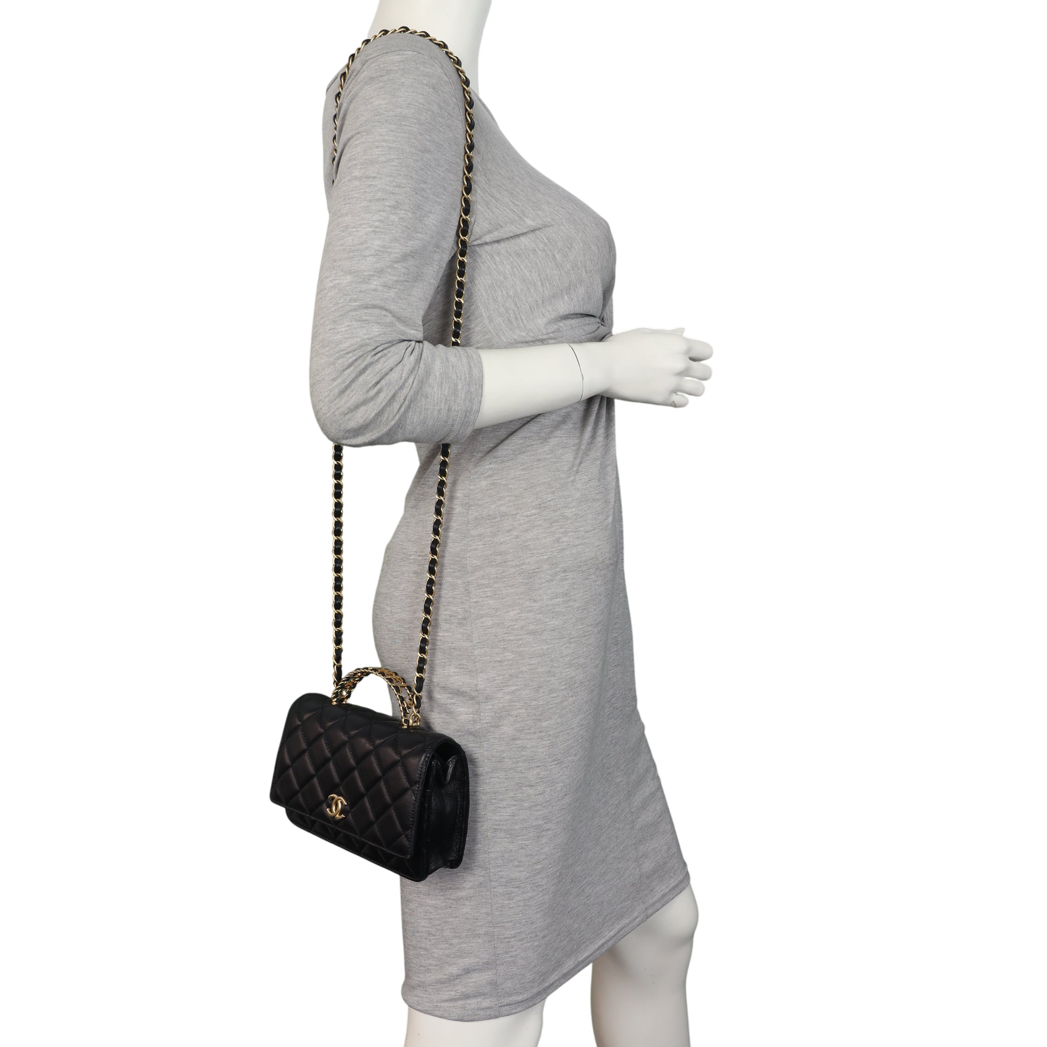 Chanel Logo Top Handle Wallet on Chain