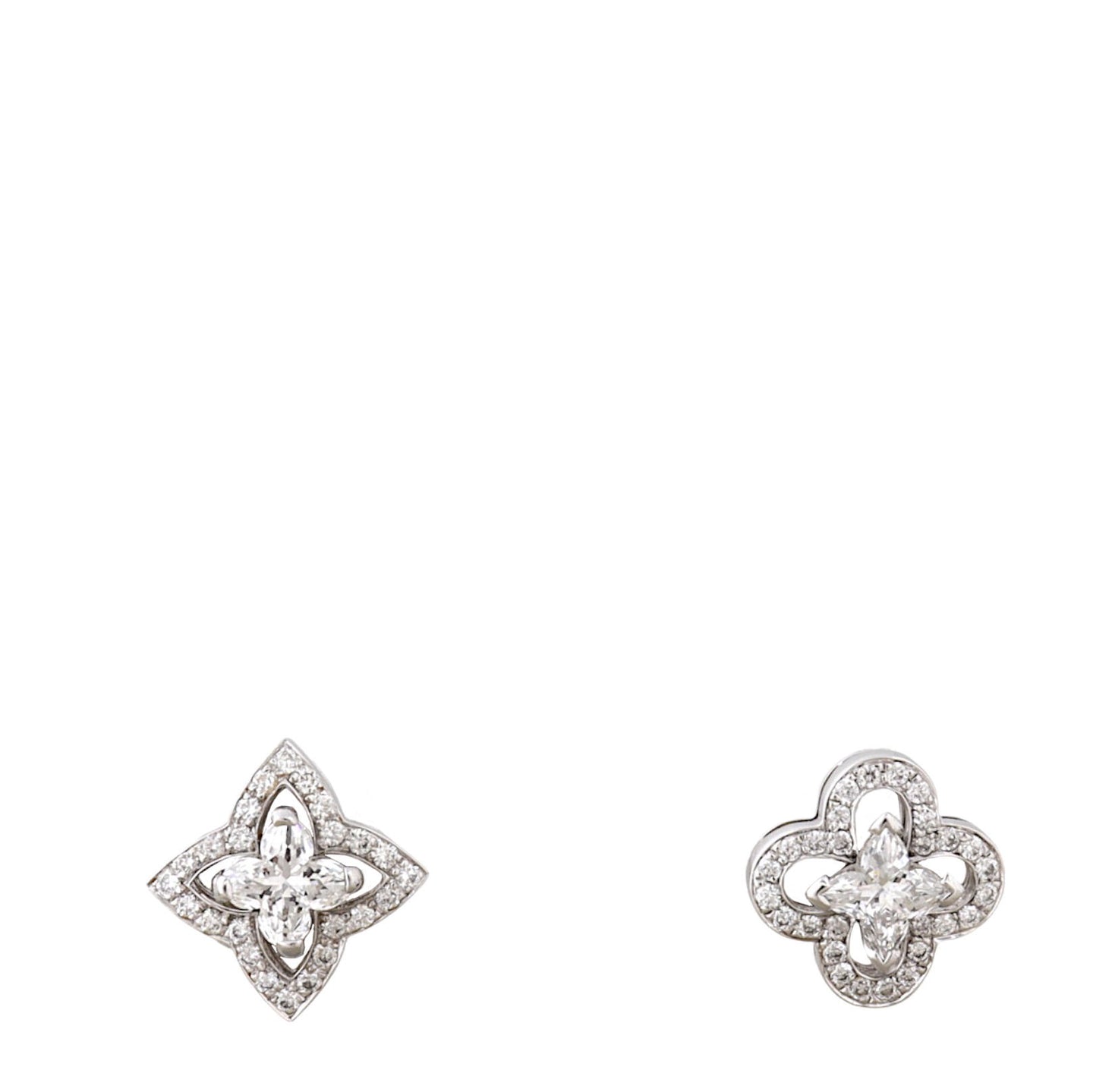 Louis Vuitton Monogram Fusion Diamond 18k White Gold Earrings