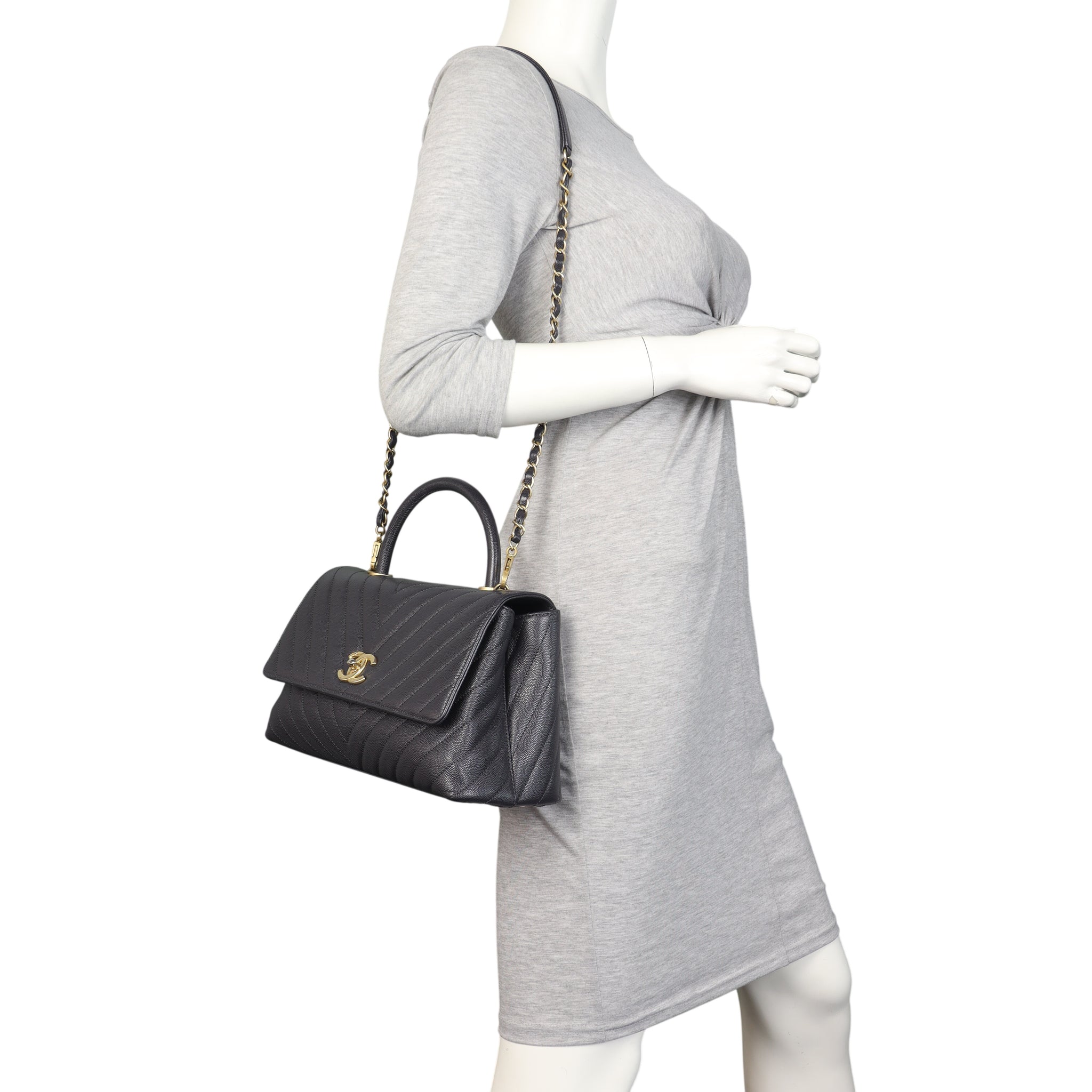 Chanel Coco Top Handle Medium Bag Chevron