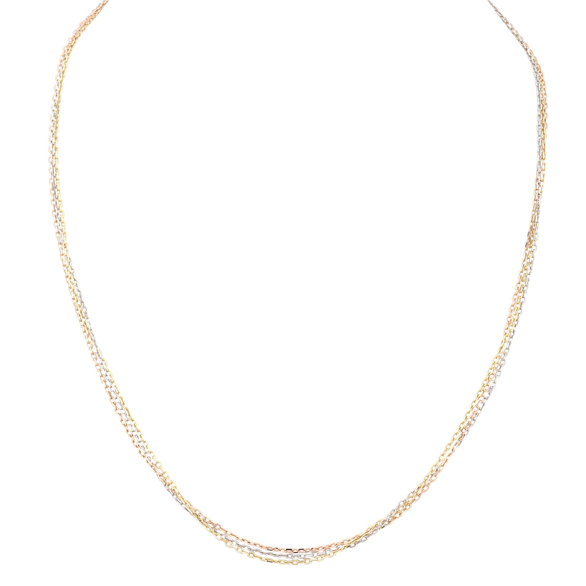 Cartier Triple Chain 18k White, Yellow & Rose Gold Necklace
