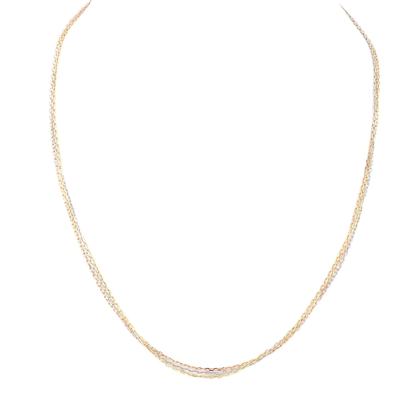 Cartier Triple Chain 18k White, Yellow & Rose Gold Necklace