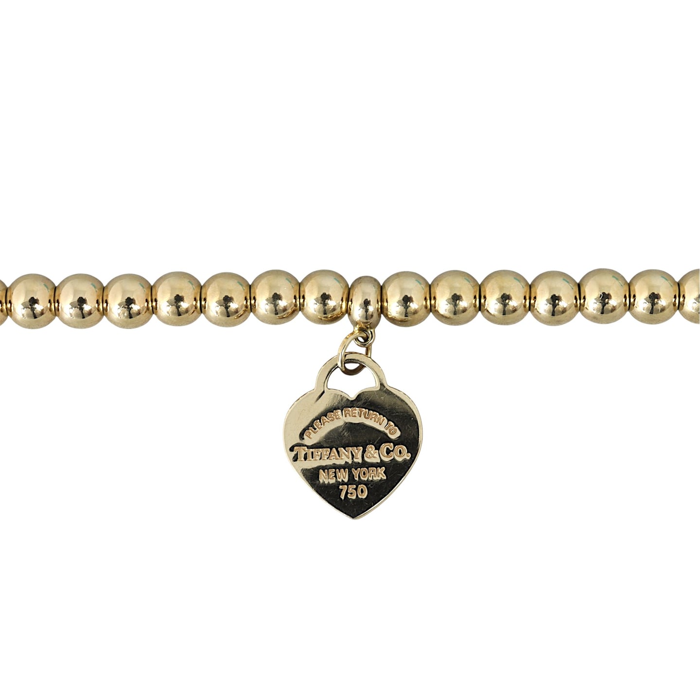 Tiffany & Co Return to Tiffany Heart Tag 18k Yellow Gold Beaded Bracelet