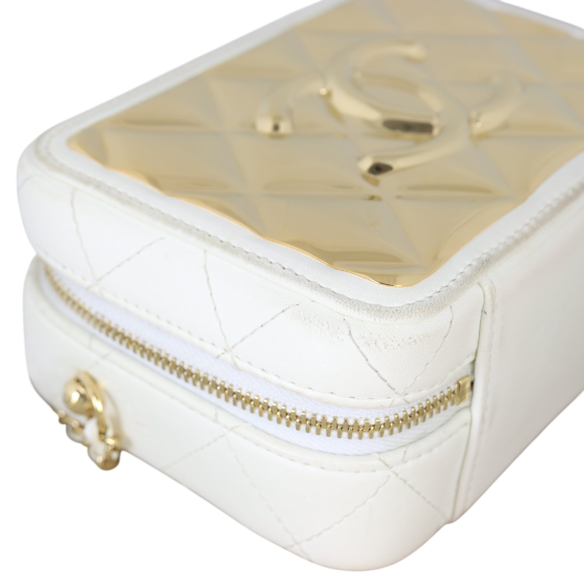 Chanel CC Golden Plate Zip Around Vanity Case