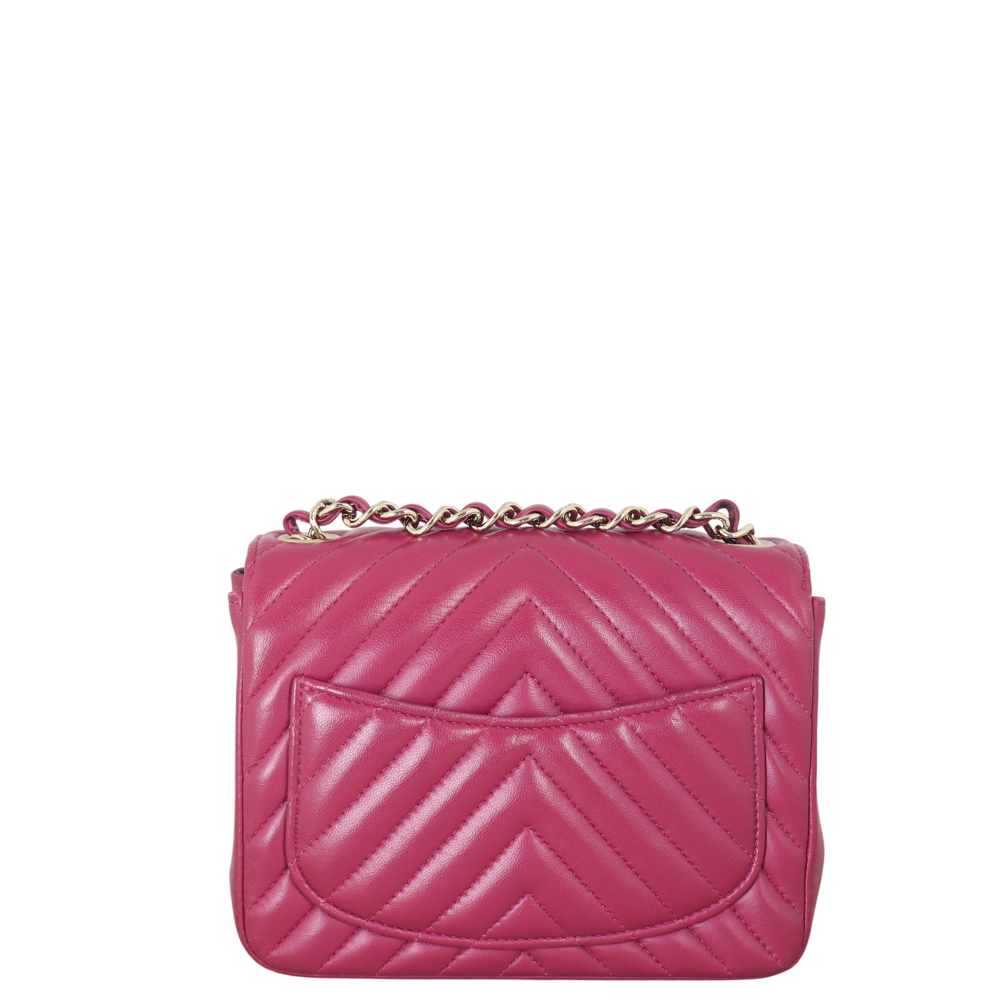 Chanel Classic Flap Mini Square Bag Chevron Lambskin