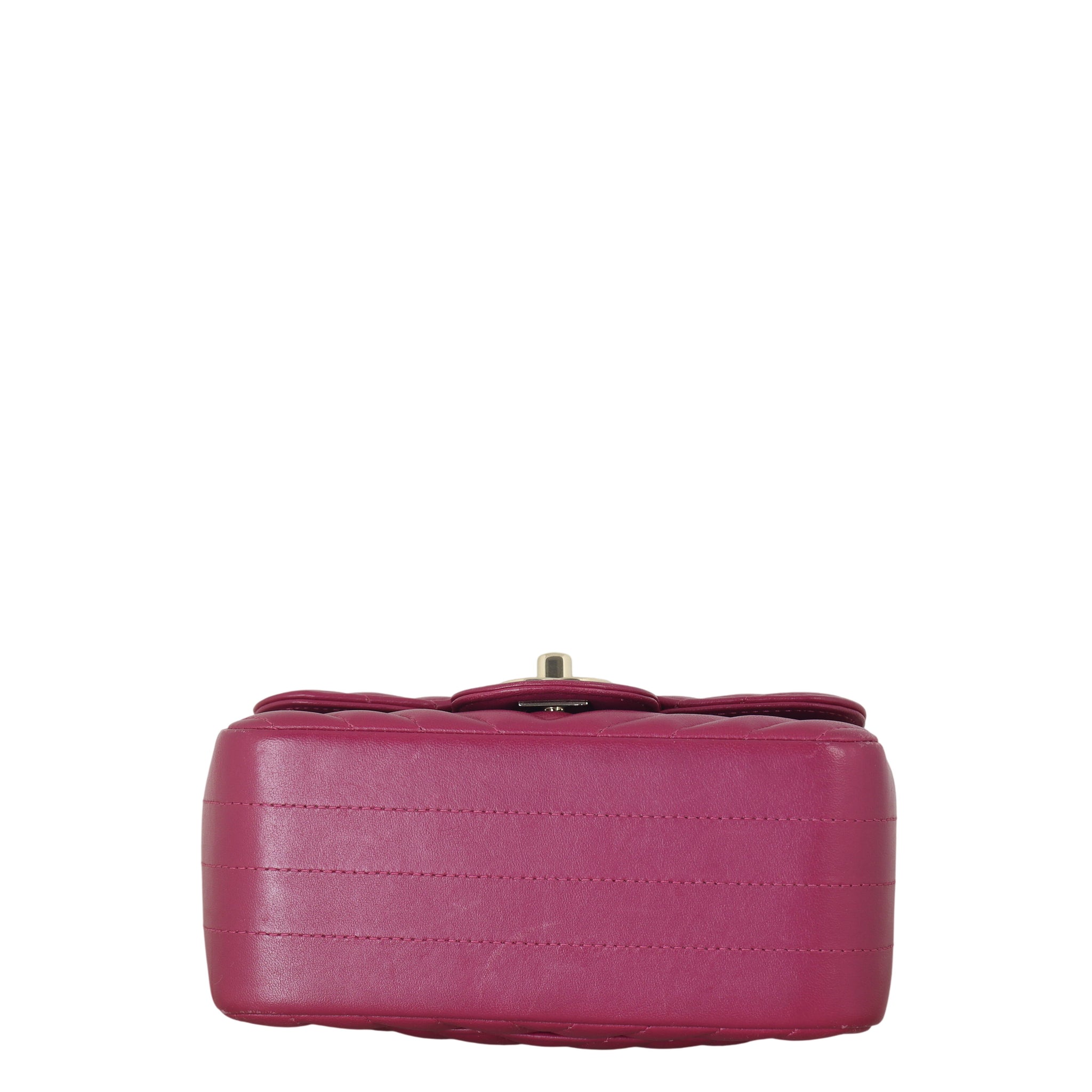 Chanel Classic Flap Mini Square Bag Chevron Lambskin