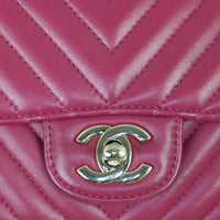 Chanel Classic Flap Mini Square Bag Chevron Lambskin