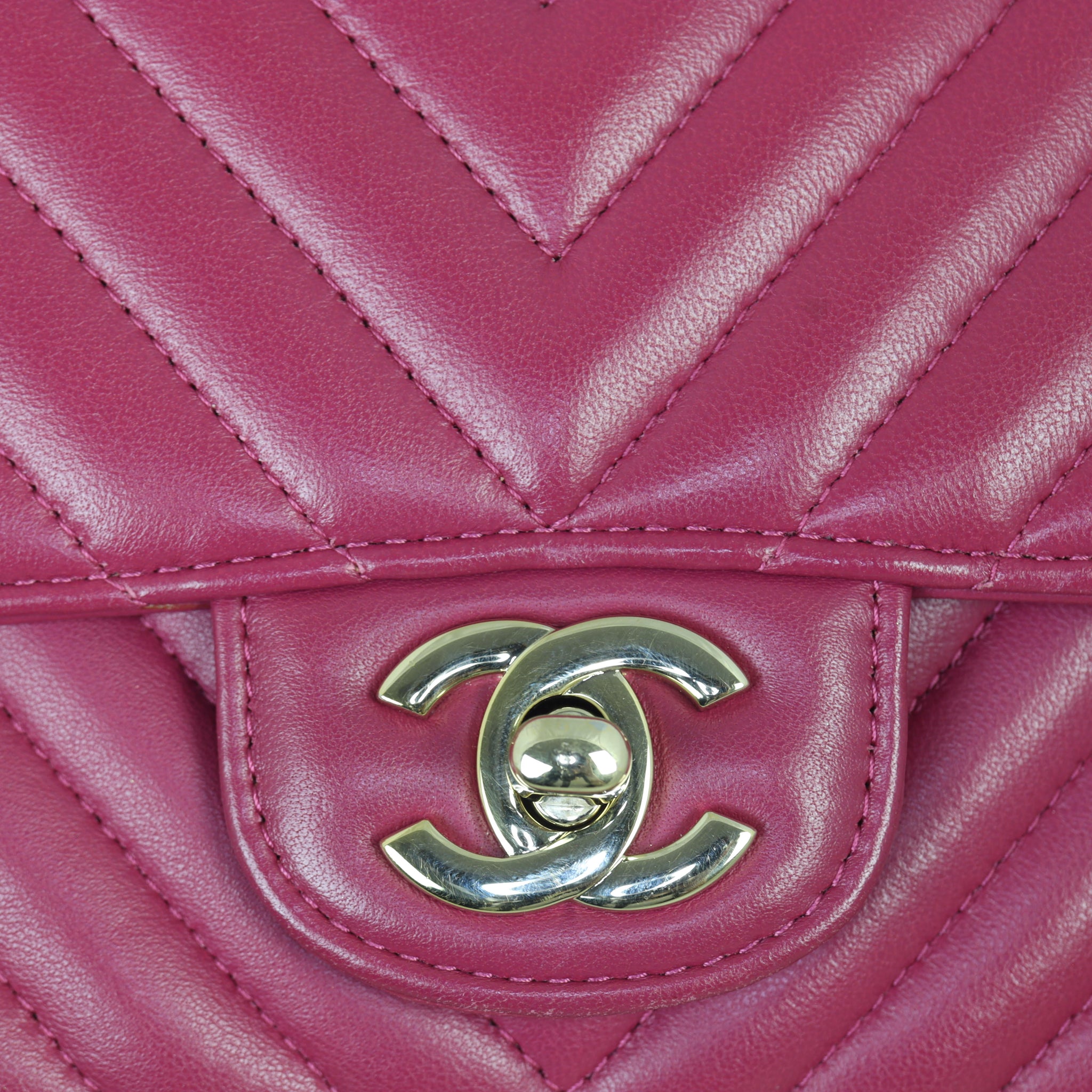 Chanel Classic Flap Mini Square Bag Chevron Lambskin