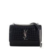 Saint Laurent Sunset Mini Croc-Embossed