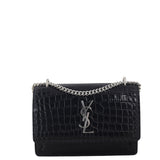 Saint Laurent Sunset Mini Croc-Embossed