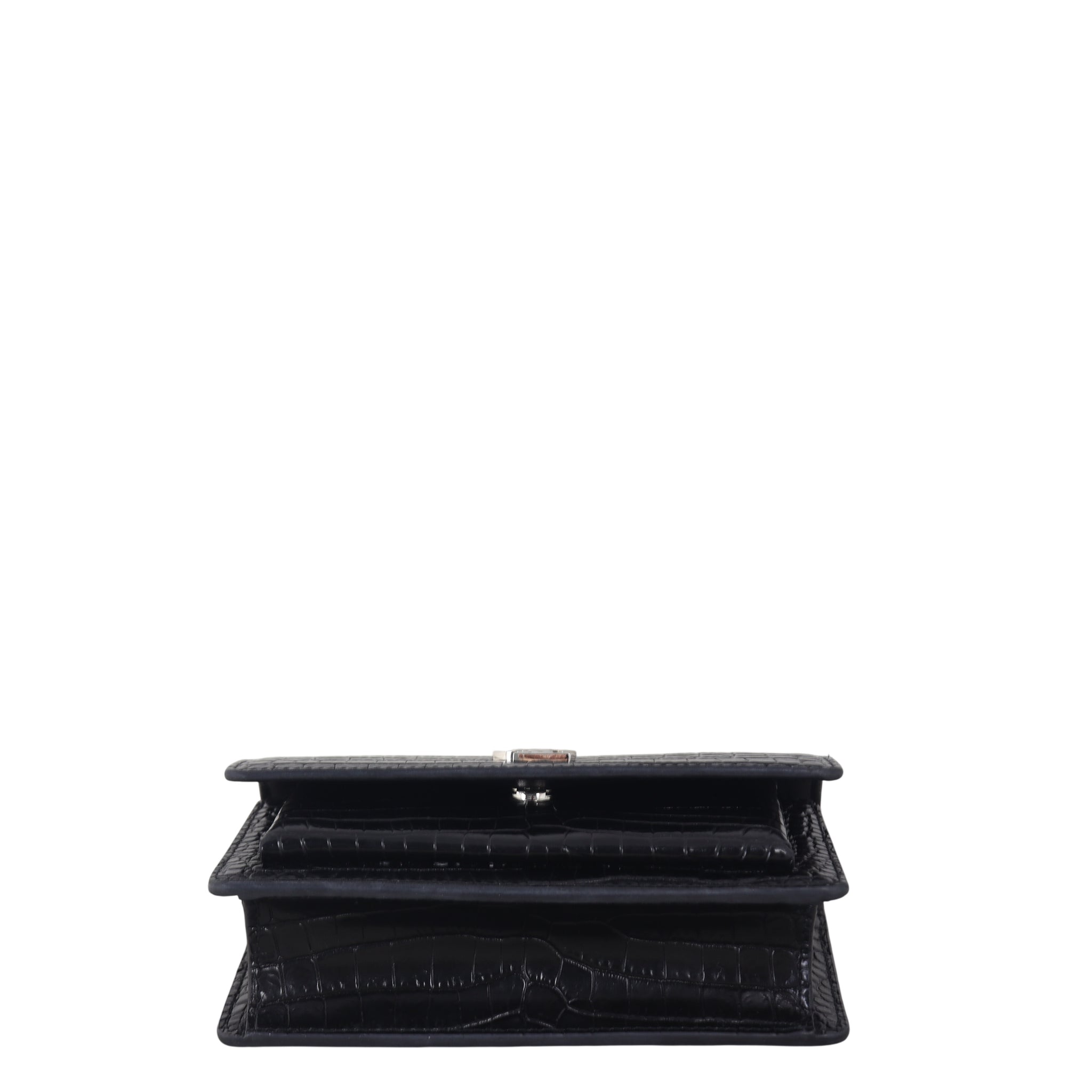 Saint Laurent Sunset Mini Croc-Embossed
