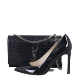 Saint Laurent Kate Tassel Chain Bag Medium Croc-Embossed