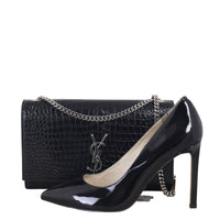 Saint Laurent Kate Tassel Chain Bag Medium Croc-Embossed