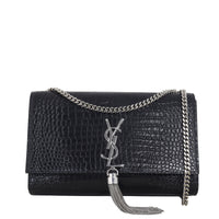 Saint Laurent Kate Tassel Chain Bag Medium Croc-Embossed