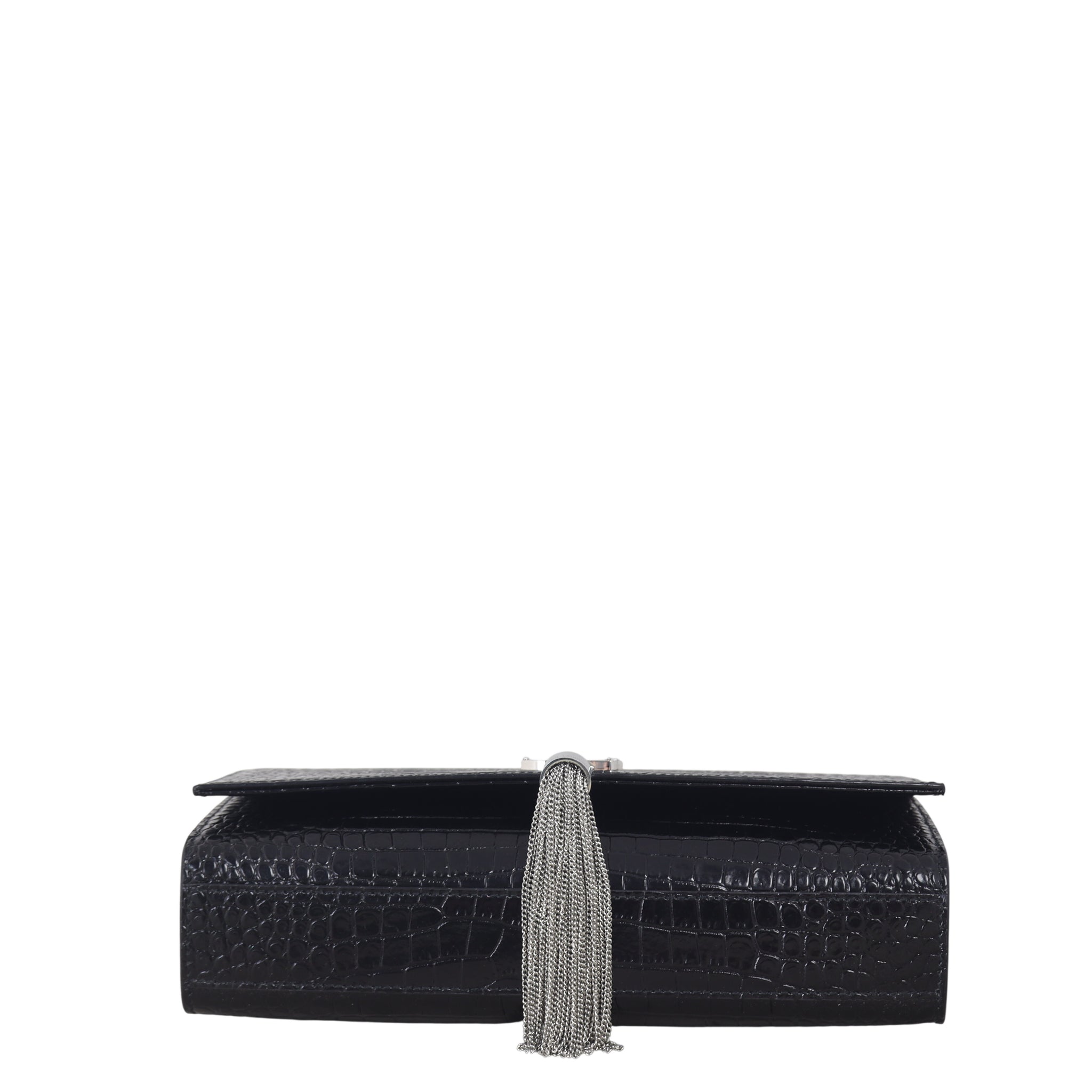 Saint Laurent Kate Tassel Chain Bag Medium Croc-Embossed