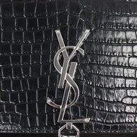 Saint Laurent Kate Tassel Chain Bag Medium Croc-Embossed