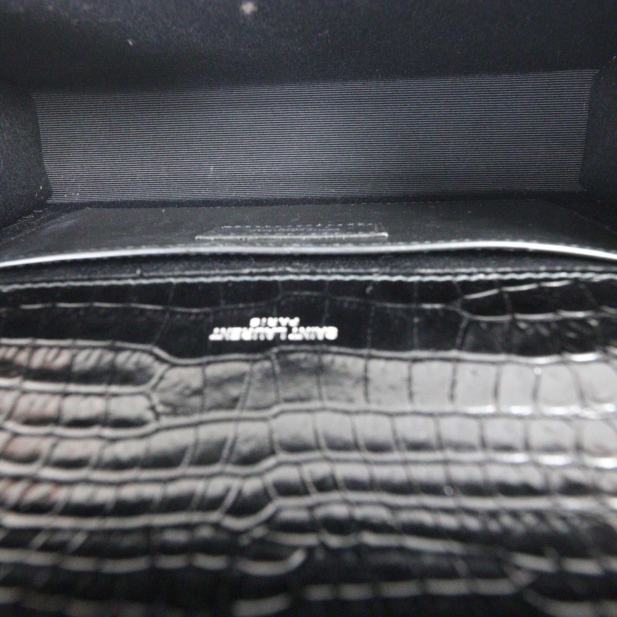 Saint Laurent Kate Tassel Chain Bag Medium Croc-Embossed