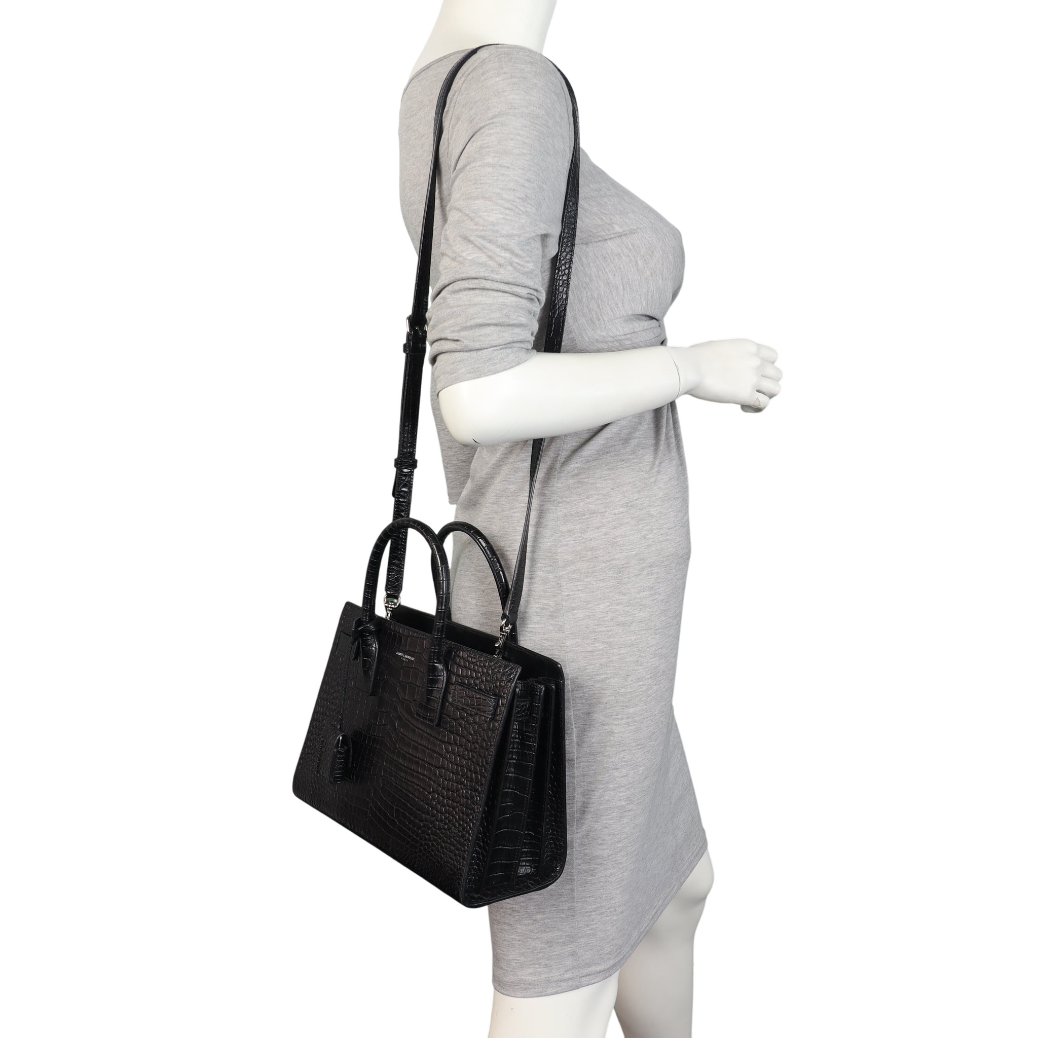 Saint Laurent Sac de Jour Baby Croc Embossed