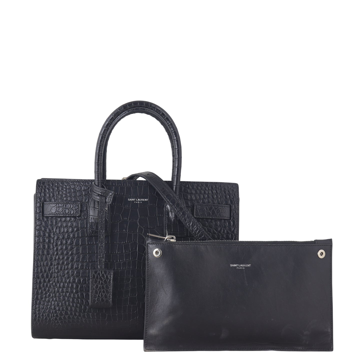 Saint Laurent Sac de Jour Baby Croc Embossed