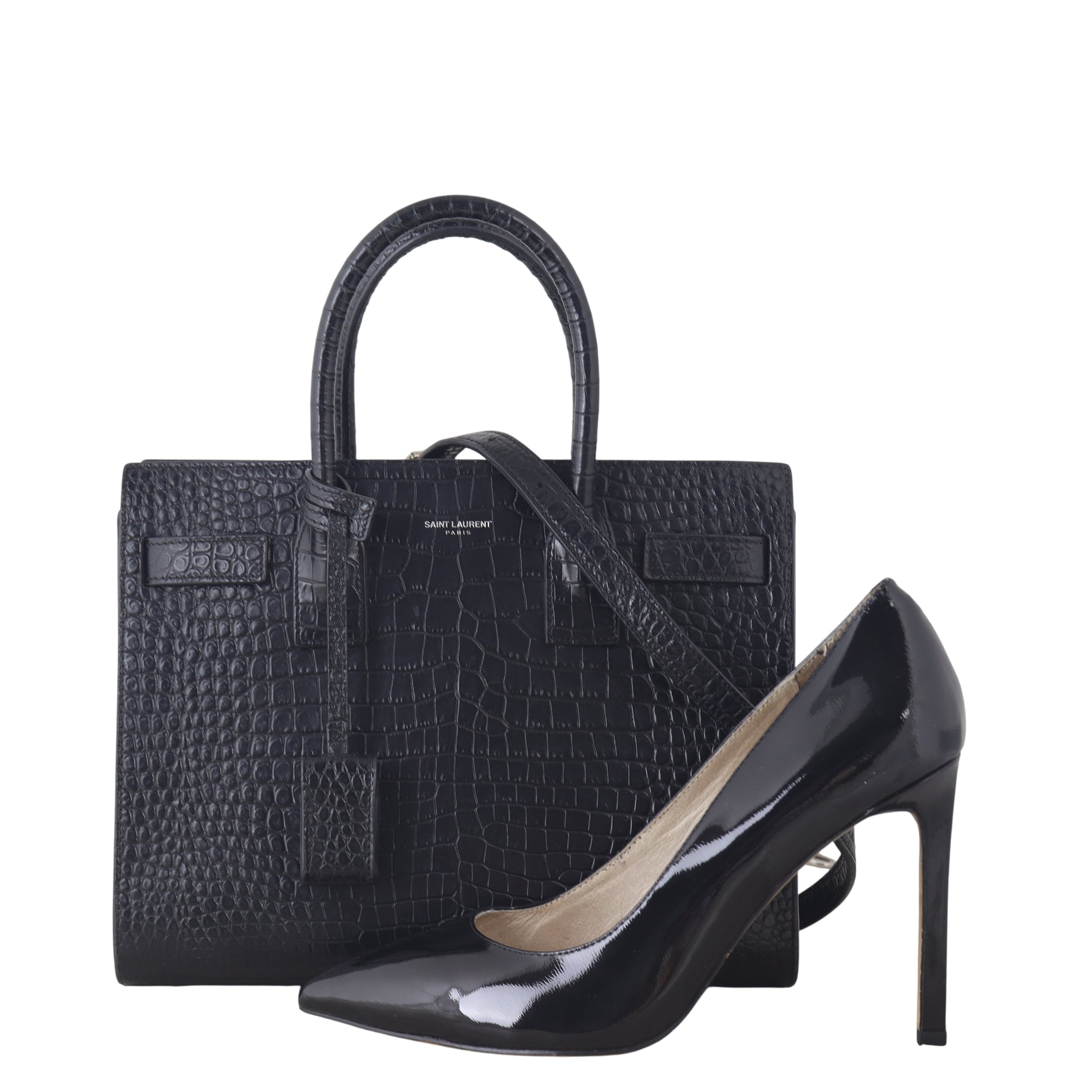 Saint Laurent Sac de Jour Baby Croc Embossed