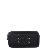 Chanel CC Filigree Double Zip Clutch on Chain