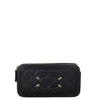 Chanel CC Filigree Double Zip Clutch on Chain