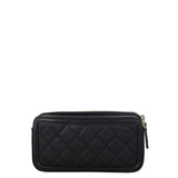 Chanel CC Filigree Double Zip Clutch on Chain