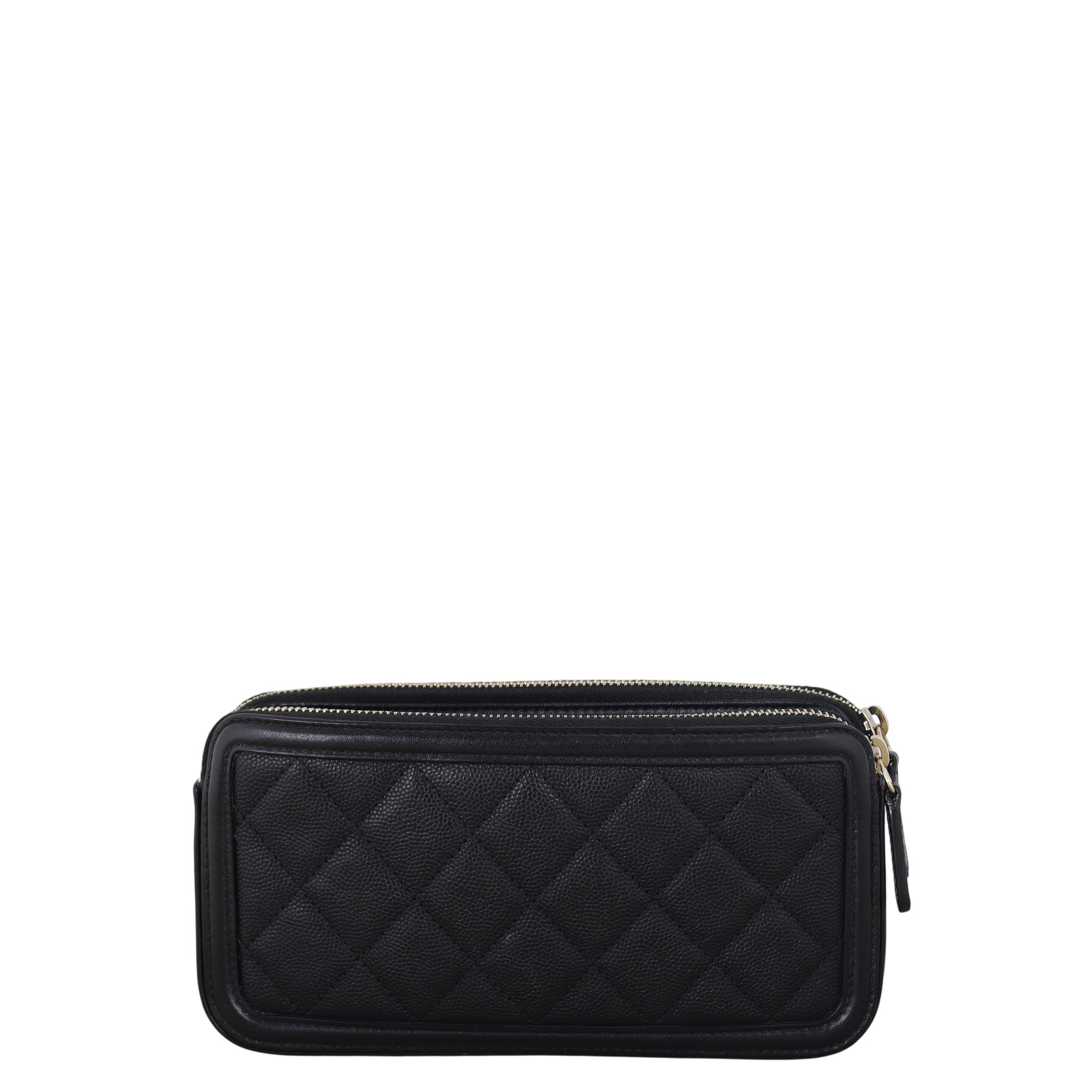 Chanel CC Filigree Double Zip Clutch on Chain
