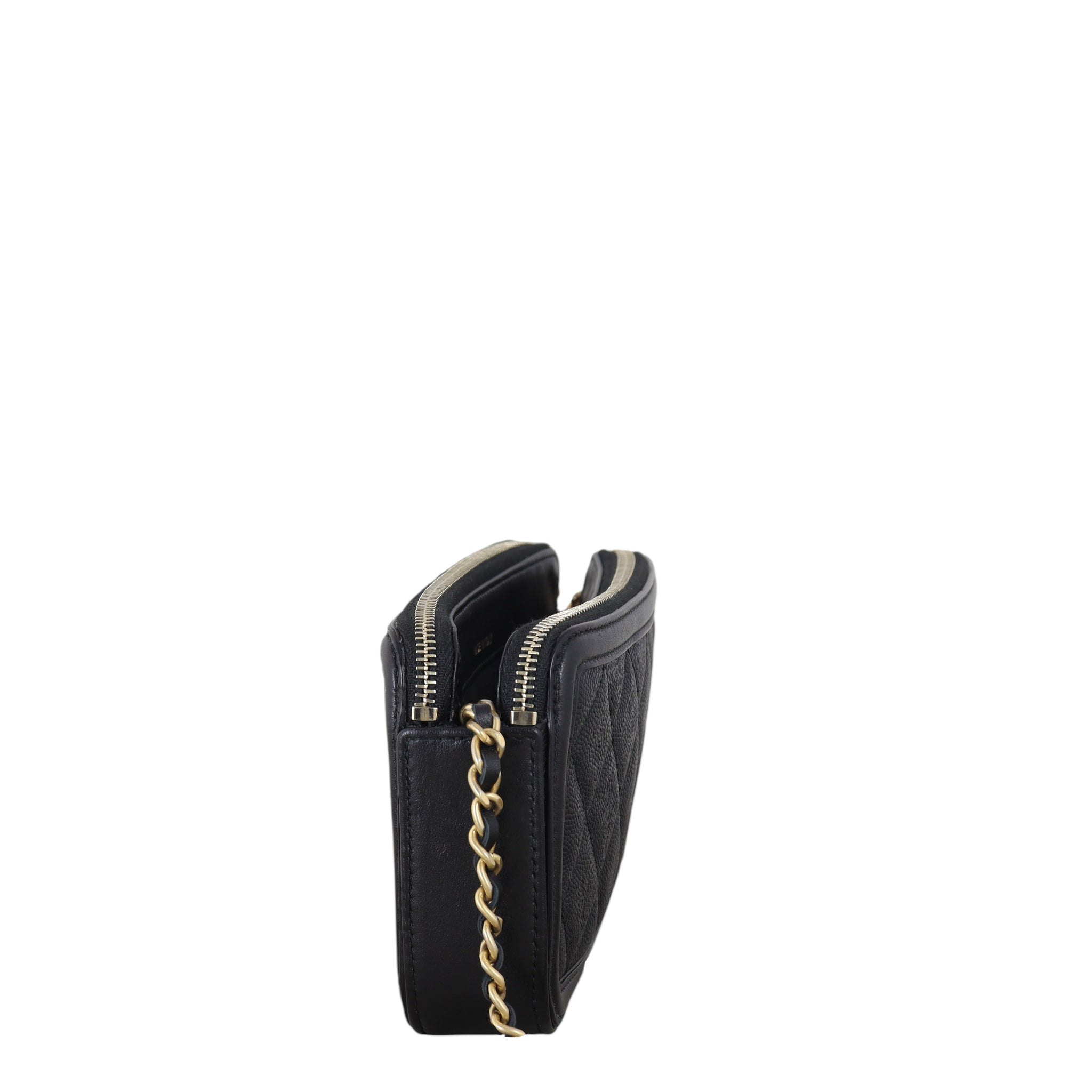 Chanel CC Filigree Double Zip Clutch on Chain