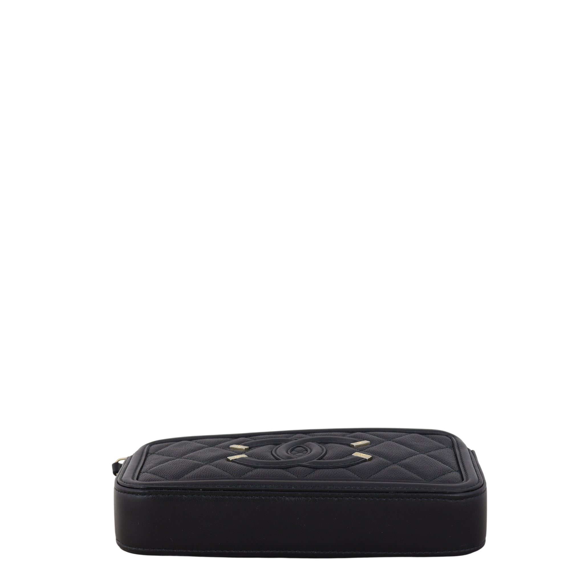 Chanel CC Filigree Double Zip Clutch on Chain