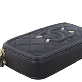 Chanel CC Filigree Double Zip Clutch on Chain