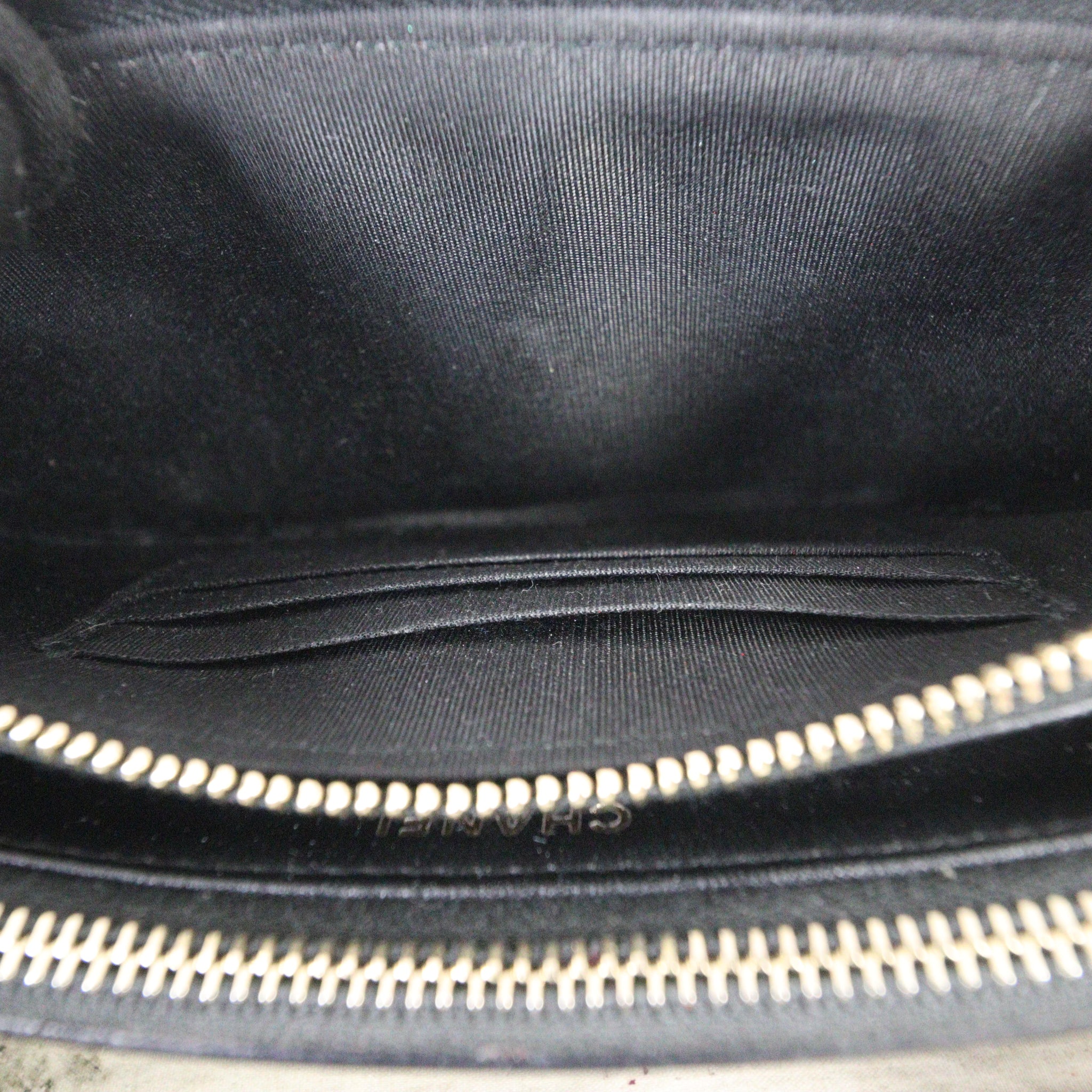 Chanel CC Filigree Double Zip Clutch on Chain