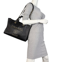 Chanel Deauville Large Tote Studded Leather
