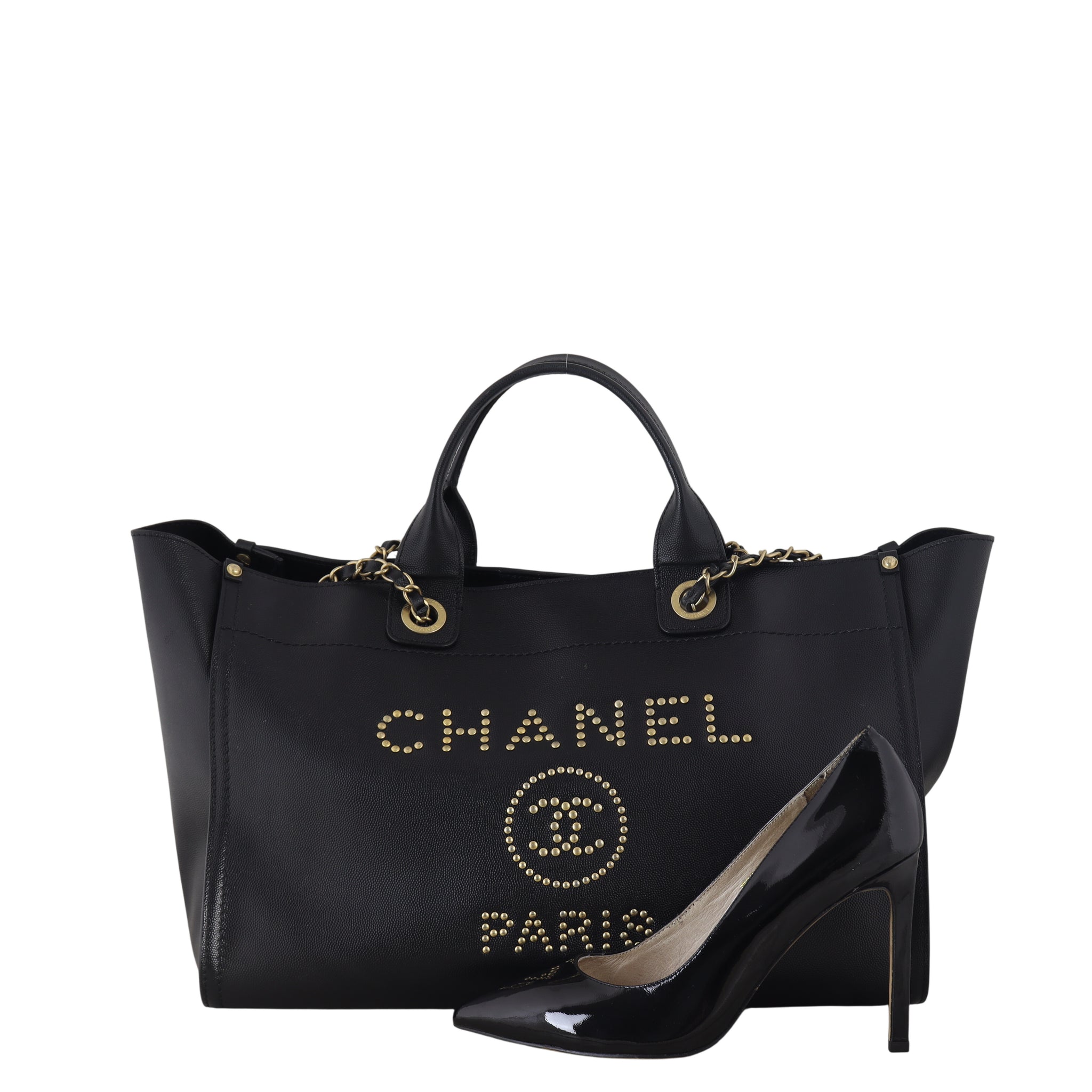 Chanel Deauville Large Tote Studded Leather