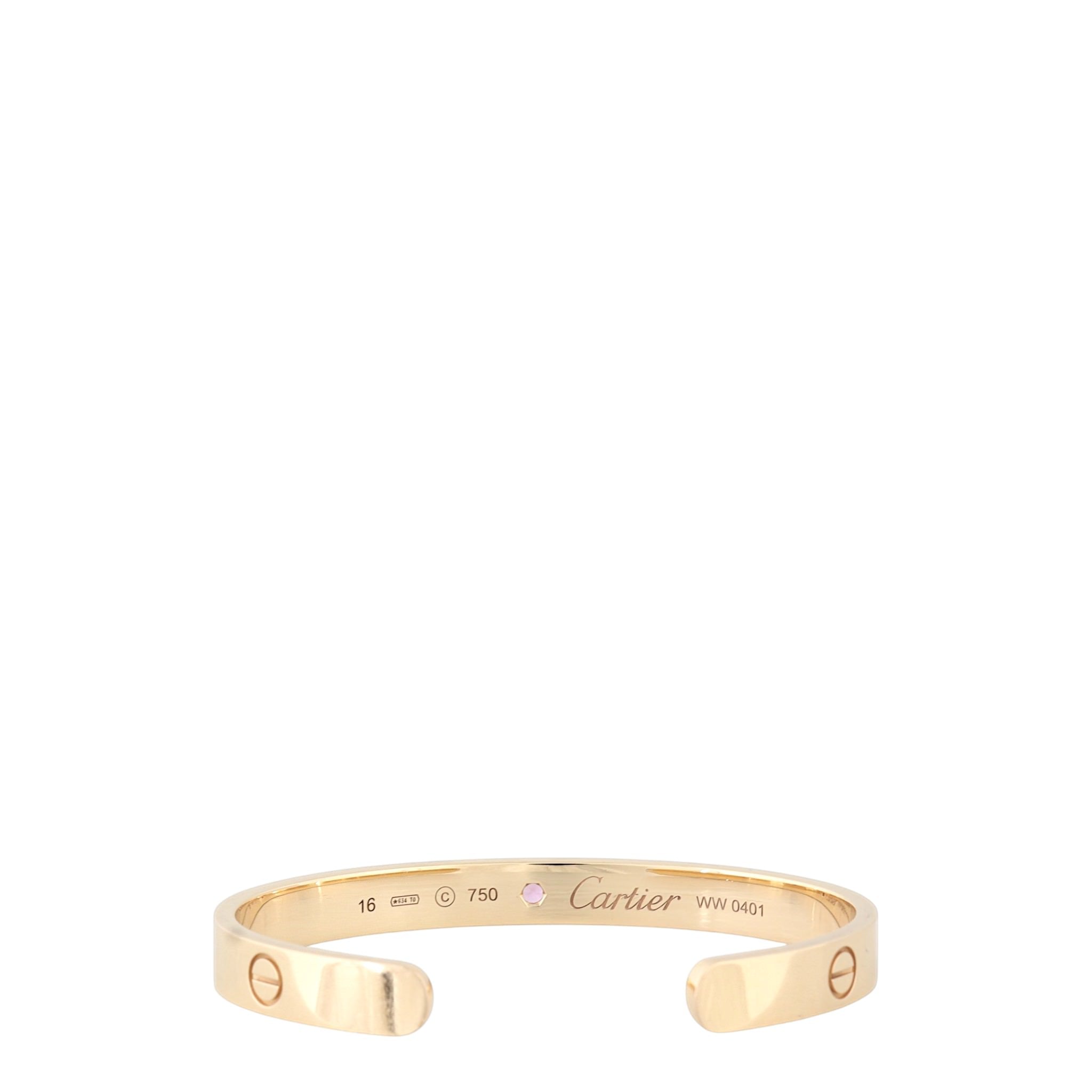 Cartier Love Cuff Bracelet Pink Sapphire 18k Rose Gold
