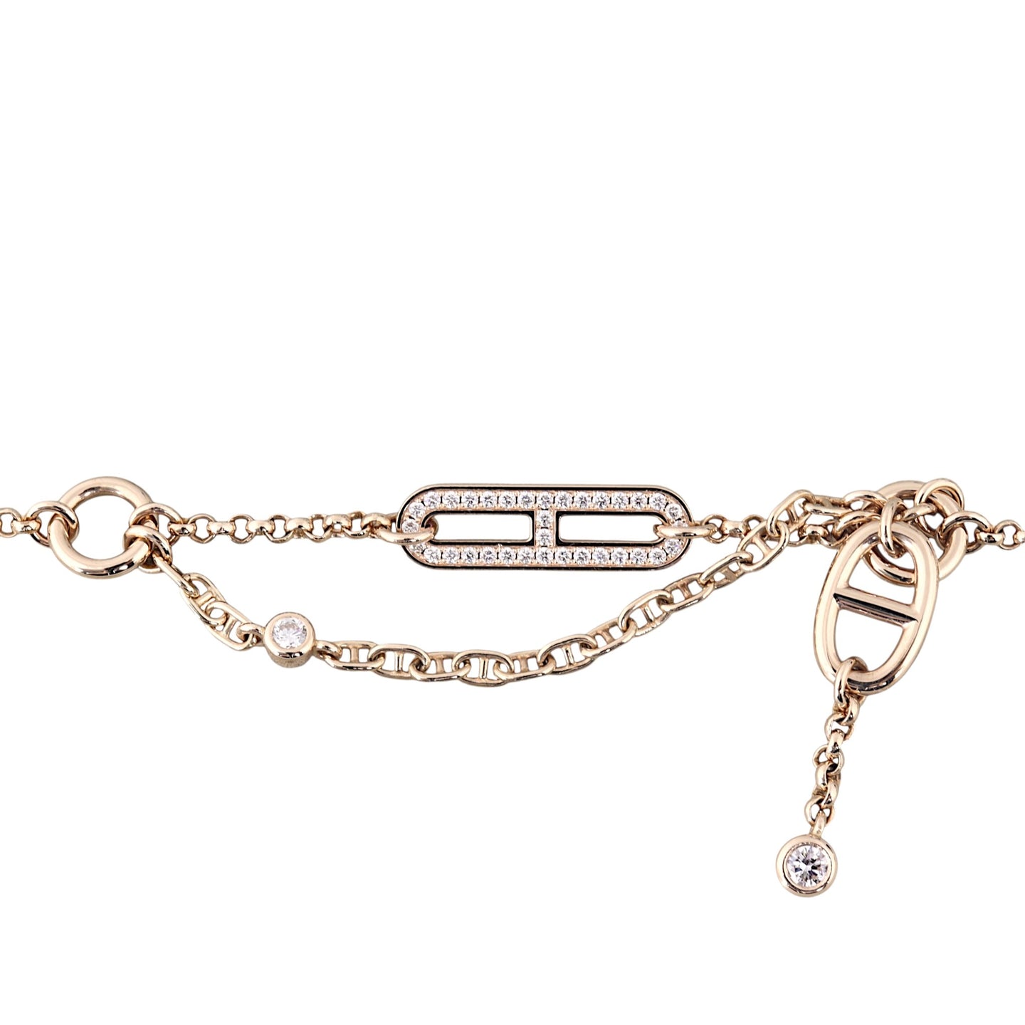 Hermes Chaine d'Ancre Chaos Diamond 18k Rose Gold Bracelet