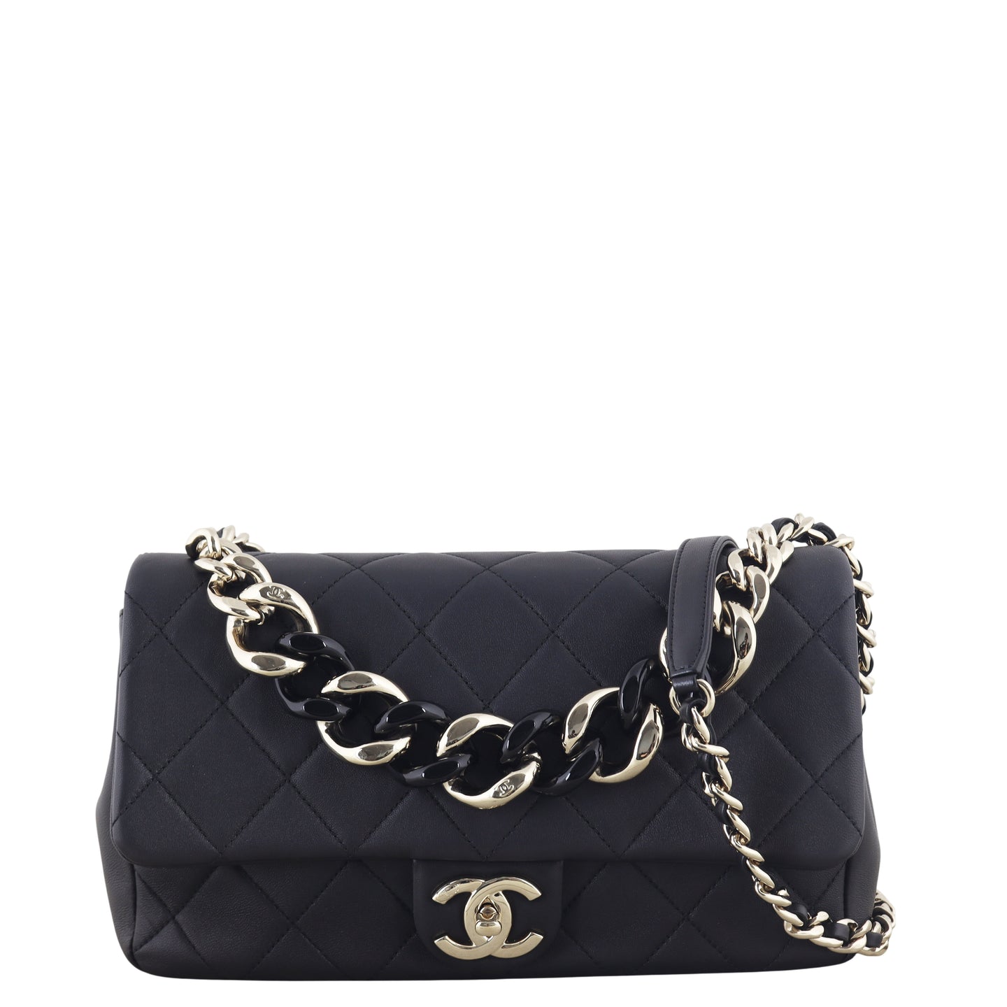 Chanel Elegant Plexi Double Chain Flap Bag