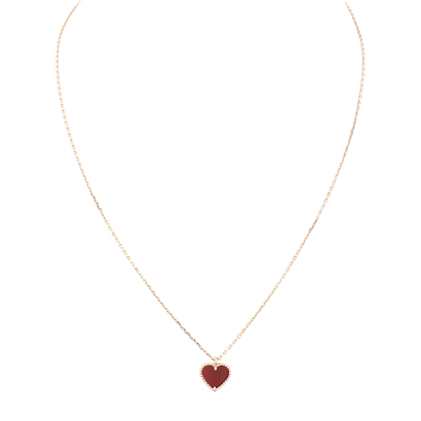 Van Cleef & Arpels Sweet Hearts Carnelian 18k Rose Gold Pendant Necklace