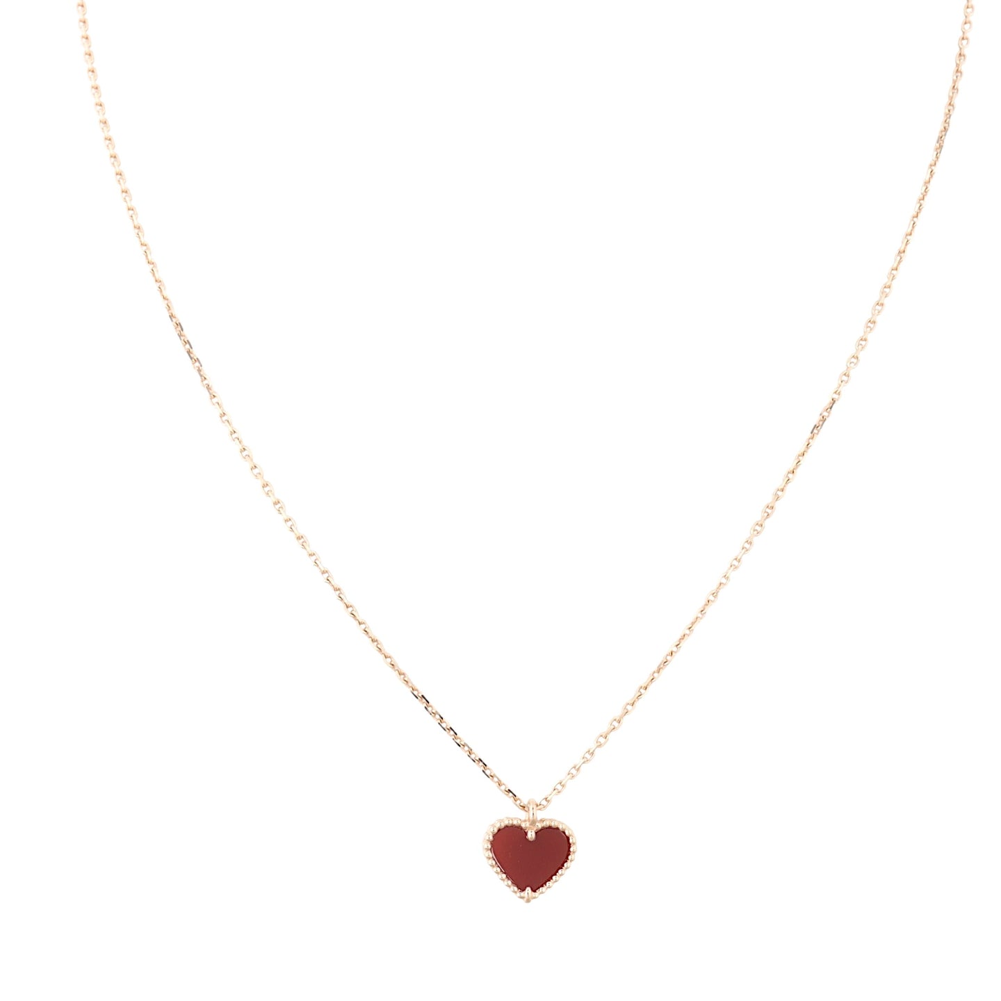 Van Cleef & Arpels Sweet Hearts Carnelian 18k Rose Gold Pendant Necklace