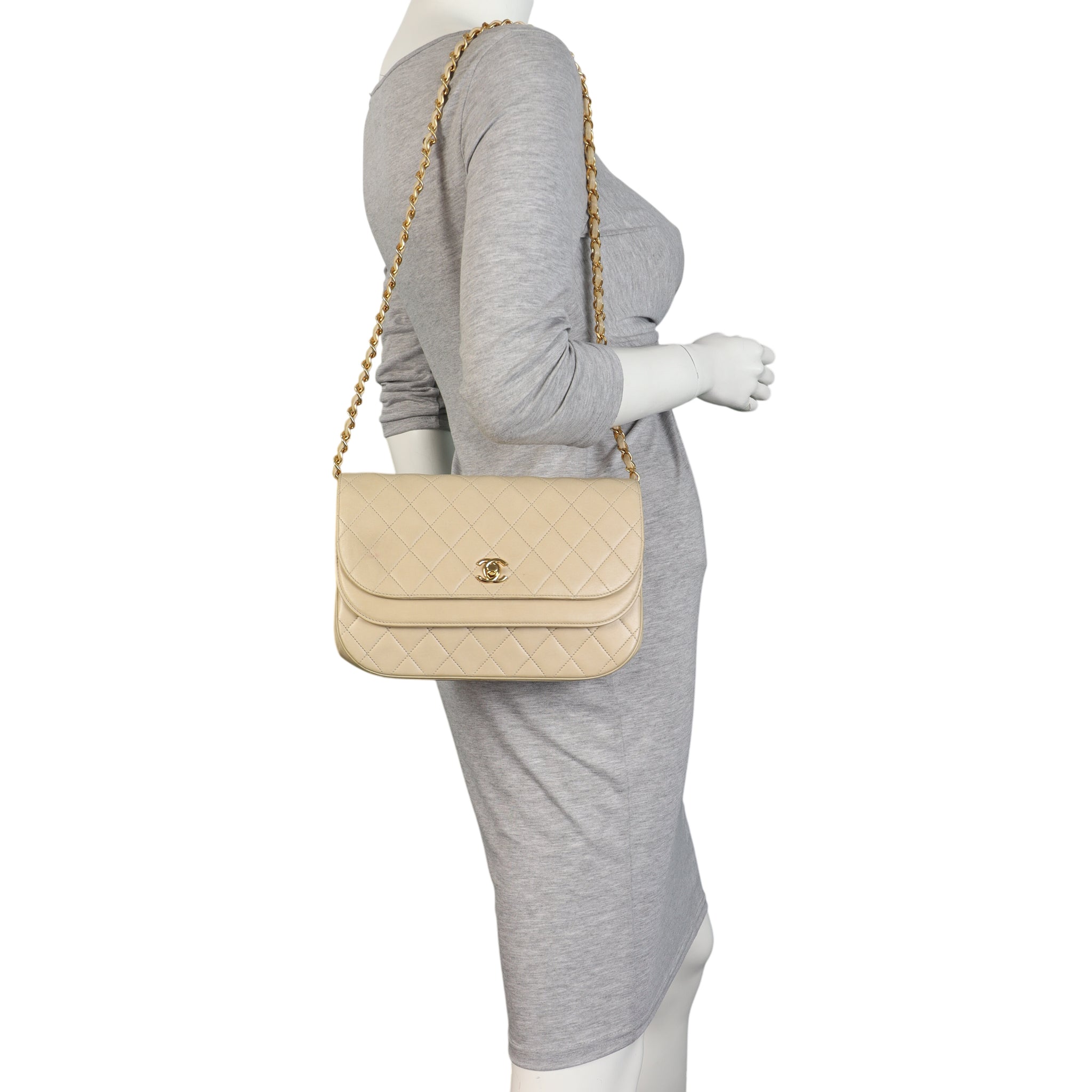 Chanel Vintage Half Moon Double Flap Bag