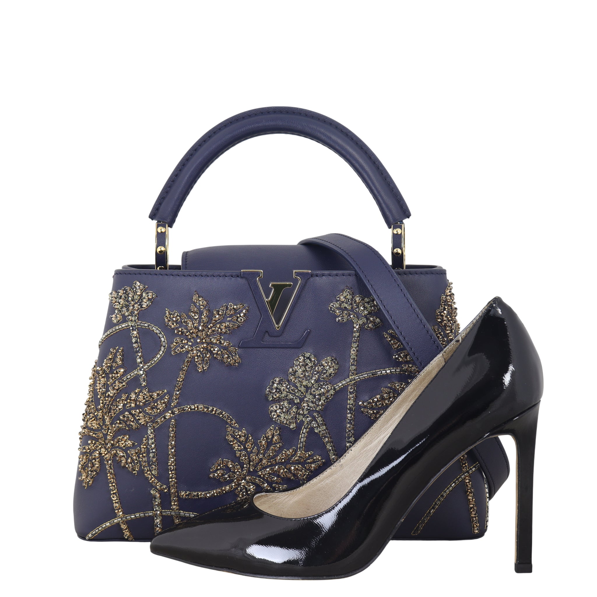 Louis Vuitton Capucines BB Leather Fleurs D'Asnieres
