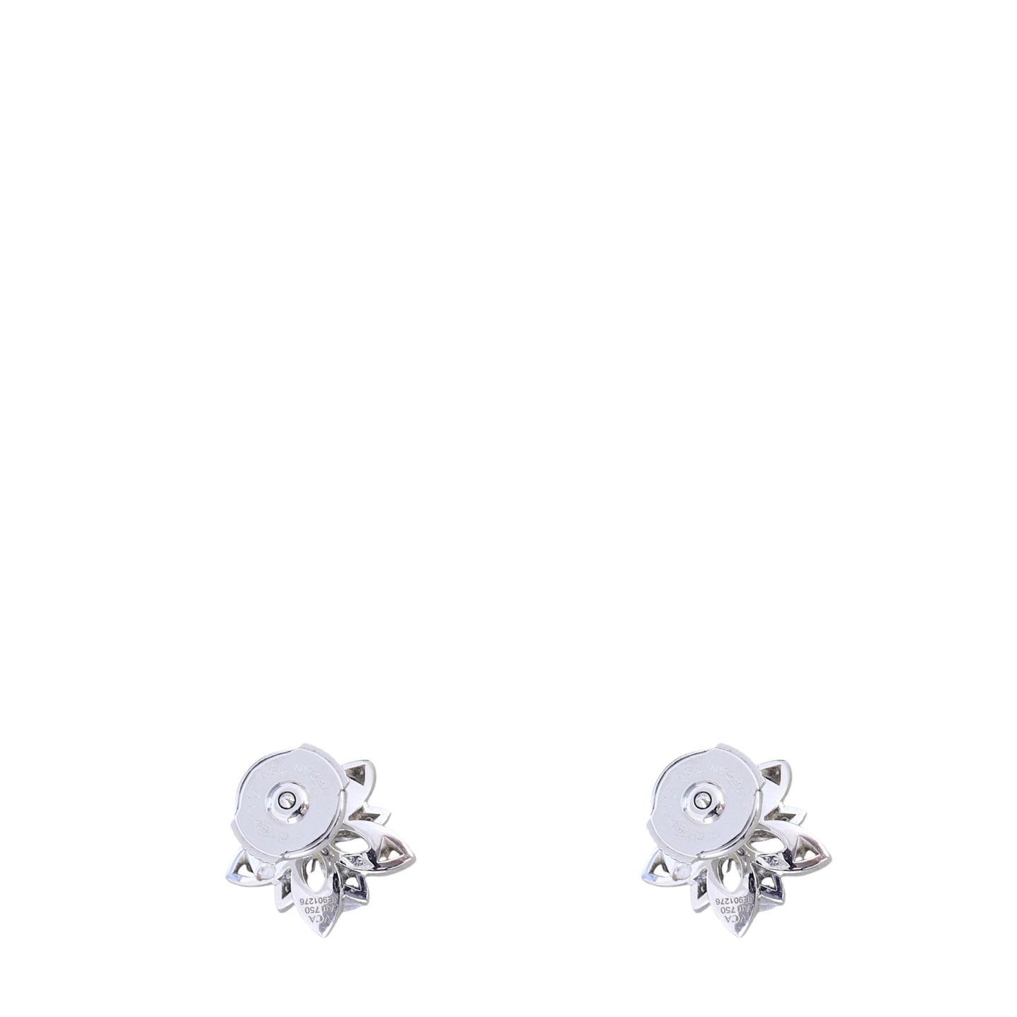 Van Cleef & Arpels Lotus Openwork Diamond 18k White Gold Earrings Mini
