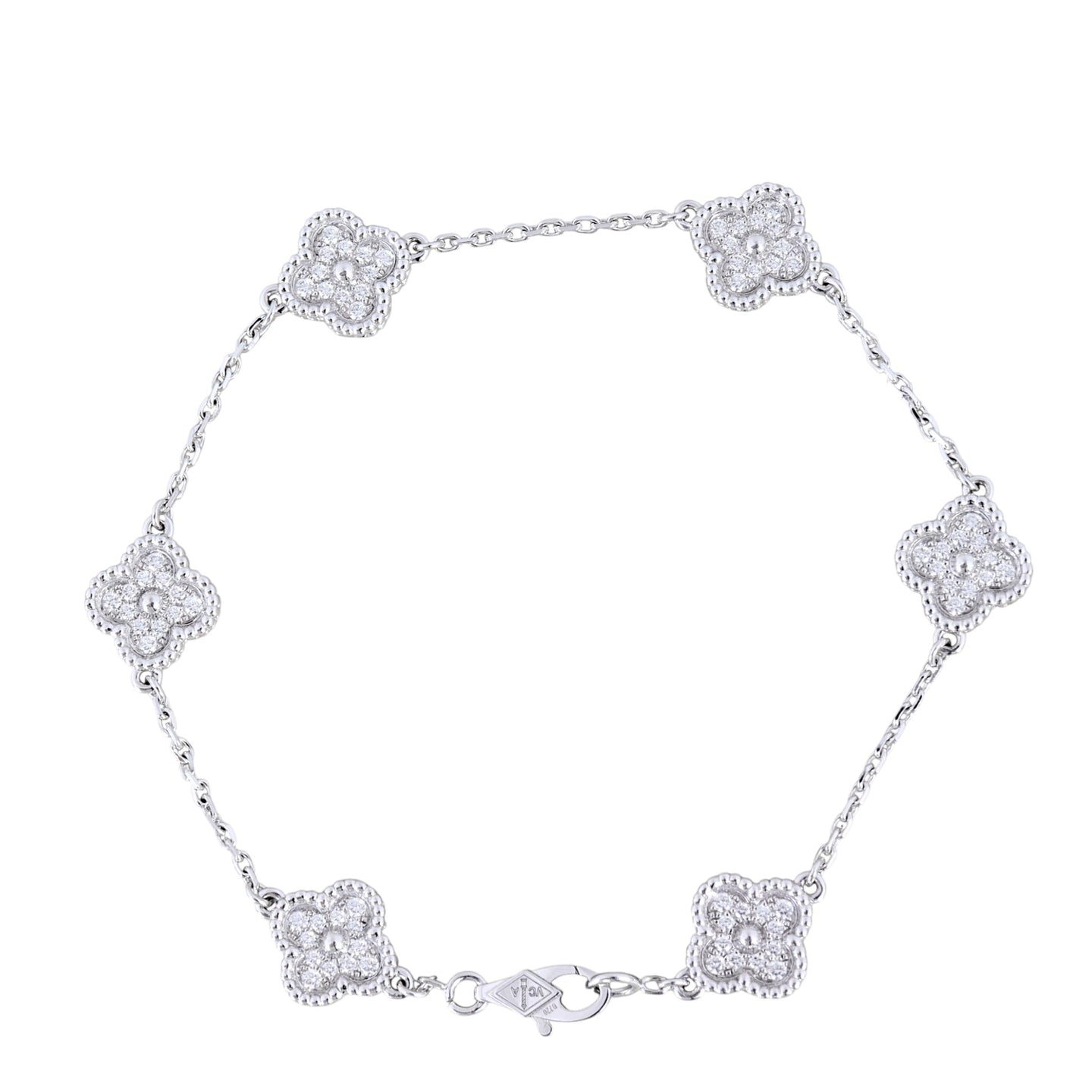 Van Cleef & Arpels Sweet Alhambra 6 Motif Diamond 18k White Gold Bracelet
