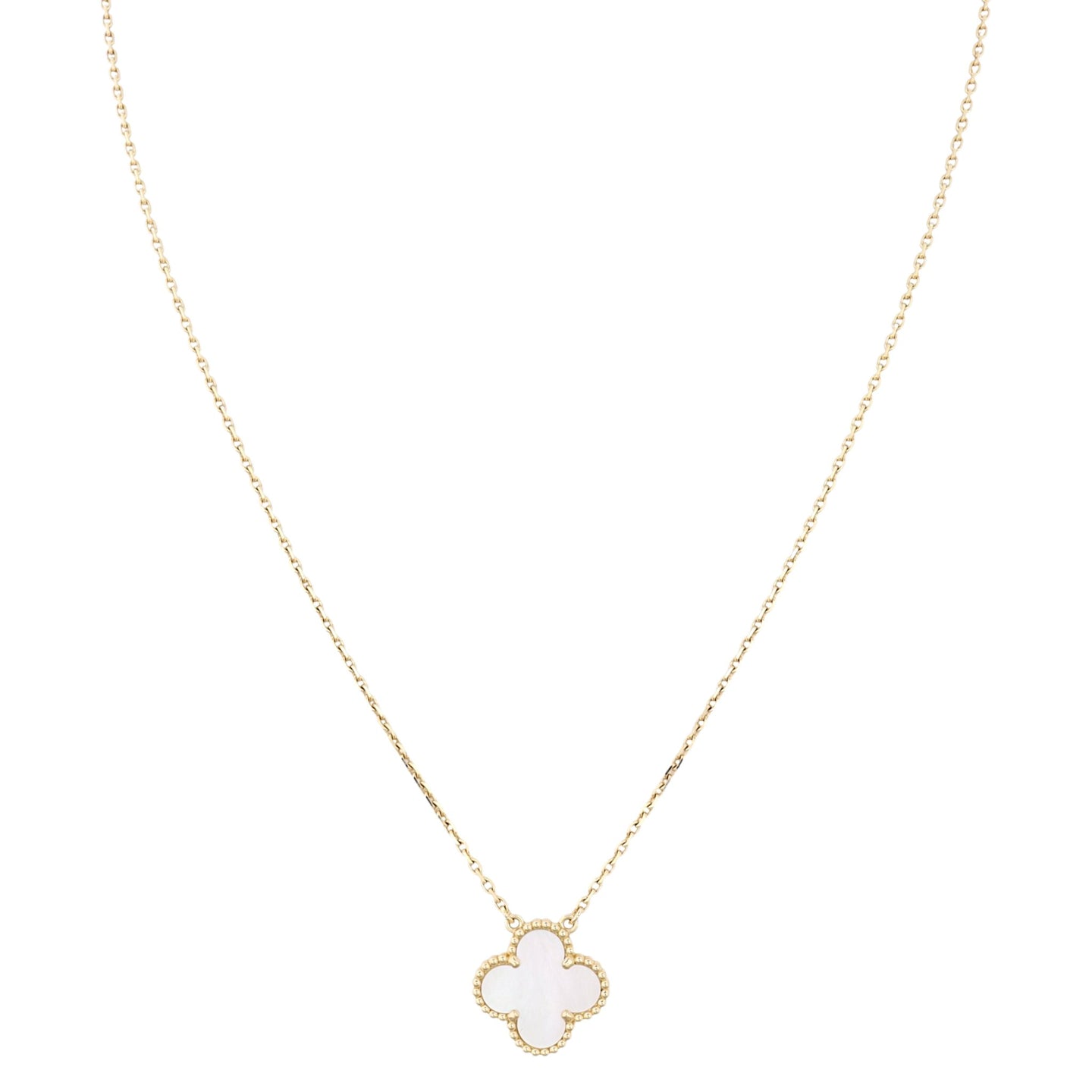 Van Cleef & Arpels Vintage Alhambra Mother of Pearl 18k Yellow Gold Necklace