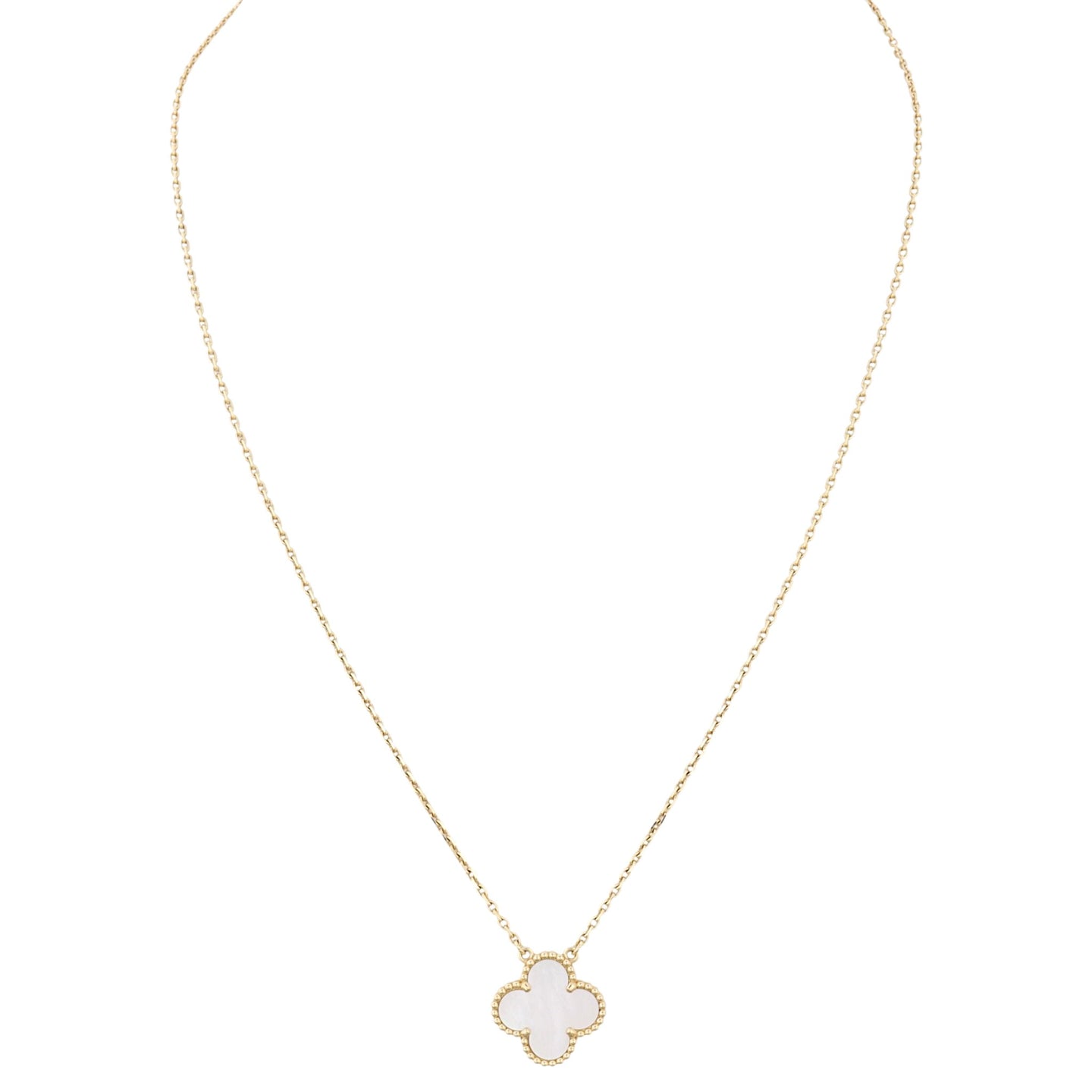 Van Cleef & Arpels Vintage Alhambra Mother of Pearl 18k Yellow Gold Necklace