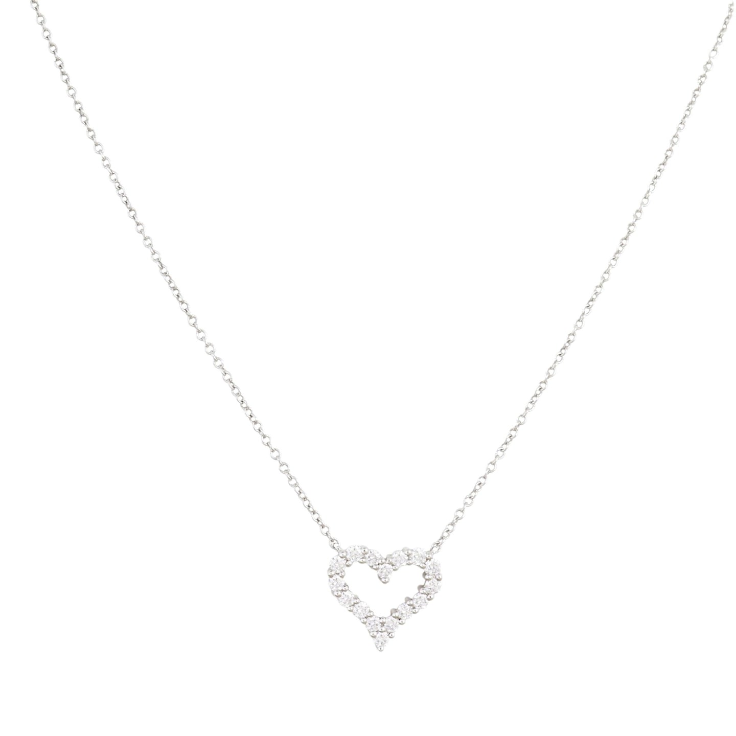 Tiffany & Co Hearts Platinum Diamond Pendant Necklace Mini