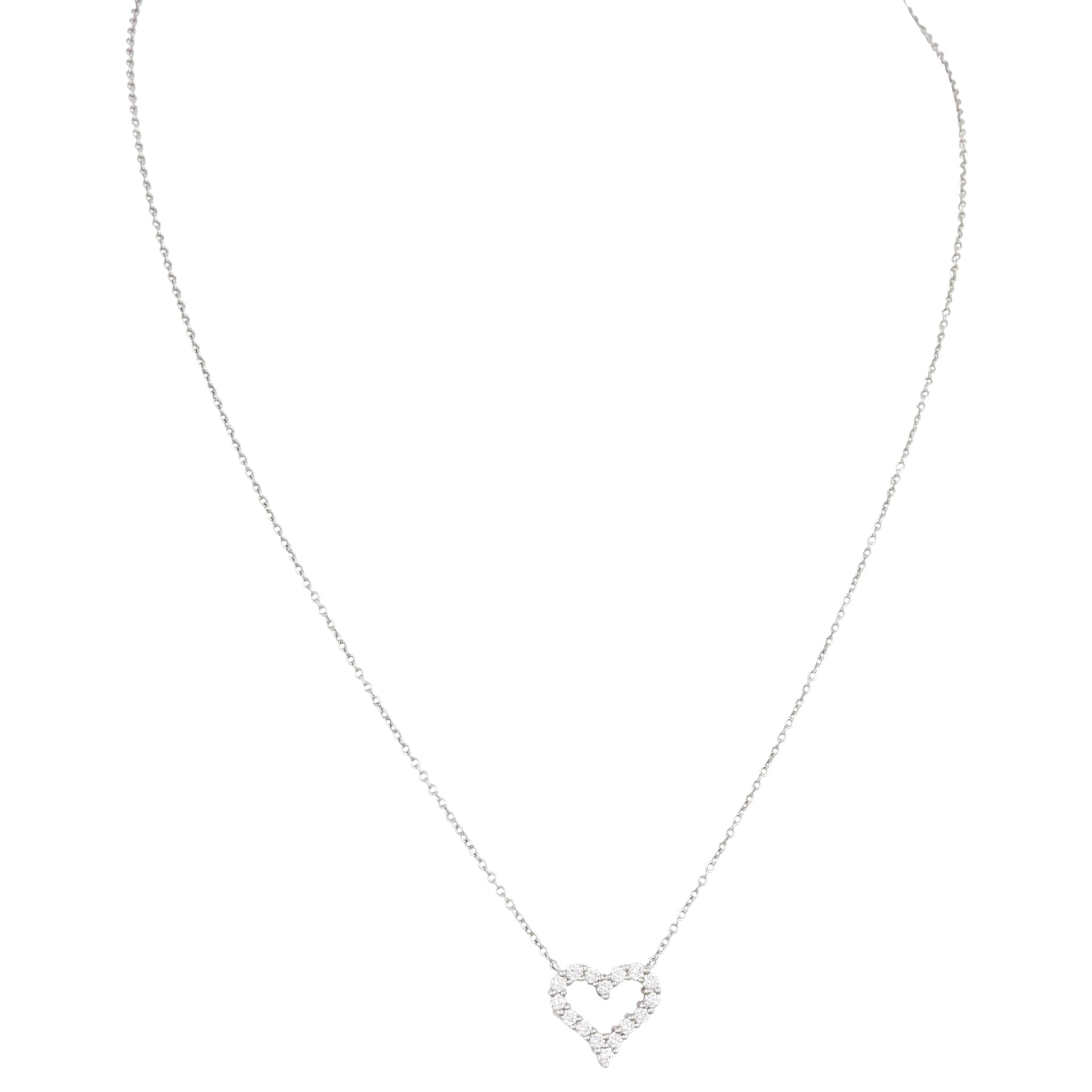 Tiffany & Co Hearts Platinum Diamond Pendant Necklace Mini