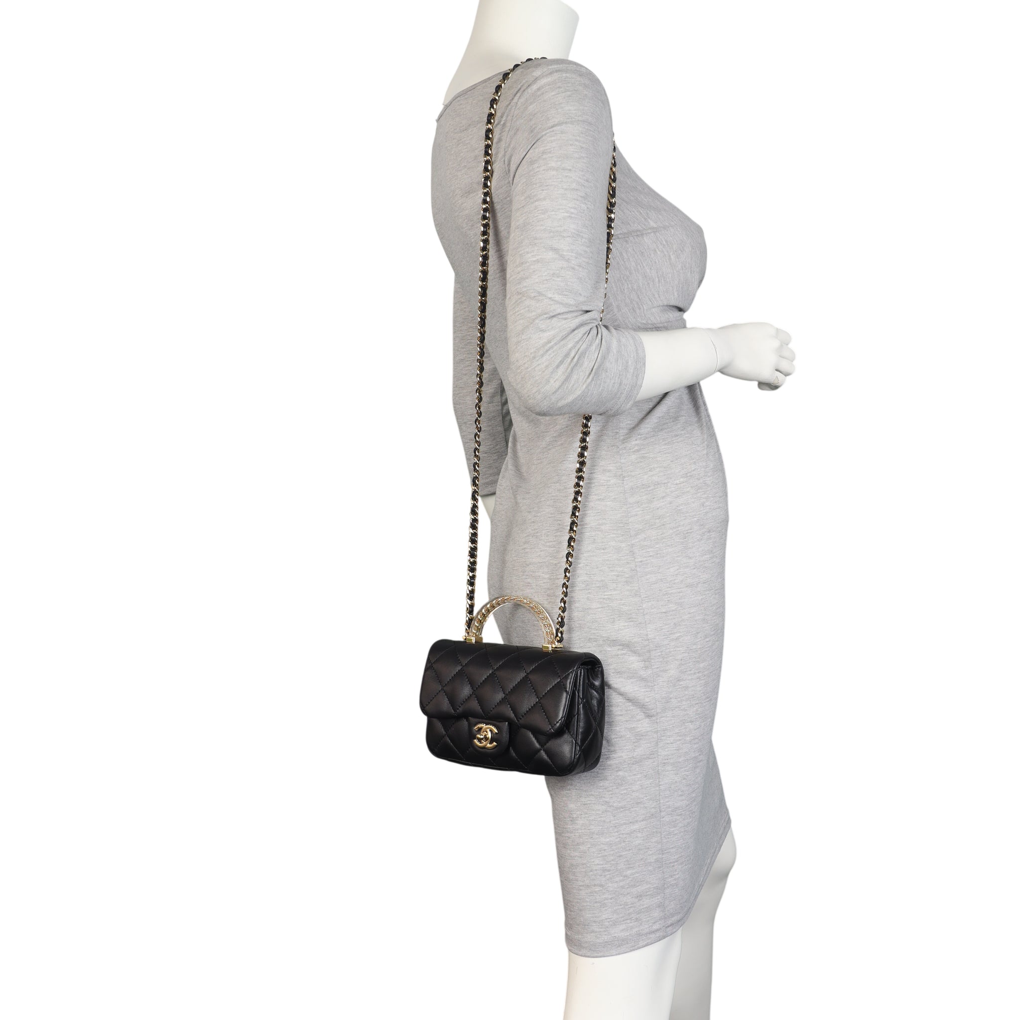 Chanel Chain Top Handle Flap Mini Bag