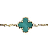 Van Cleef & Arpels Vintage Alhambra 5 Motif Malachite 18k Yellow Gold Bracelet