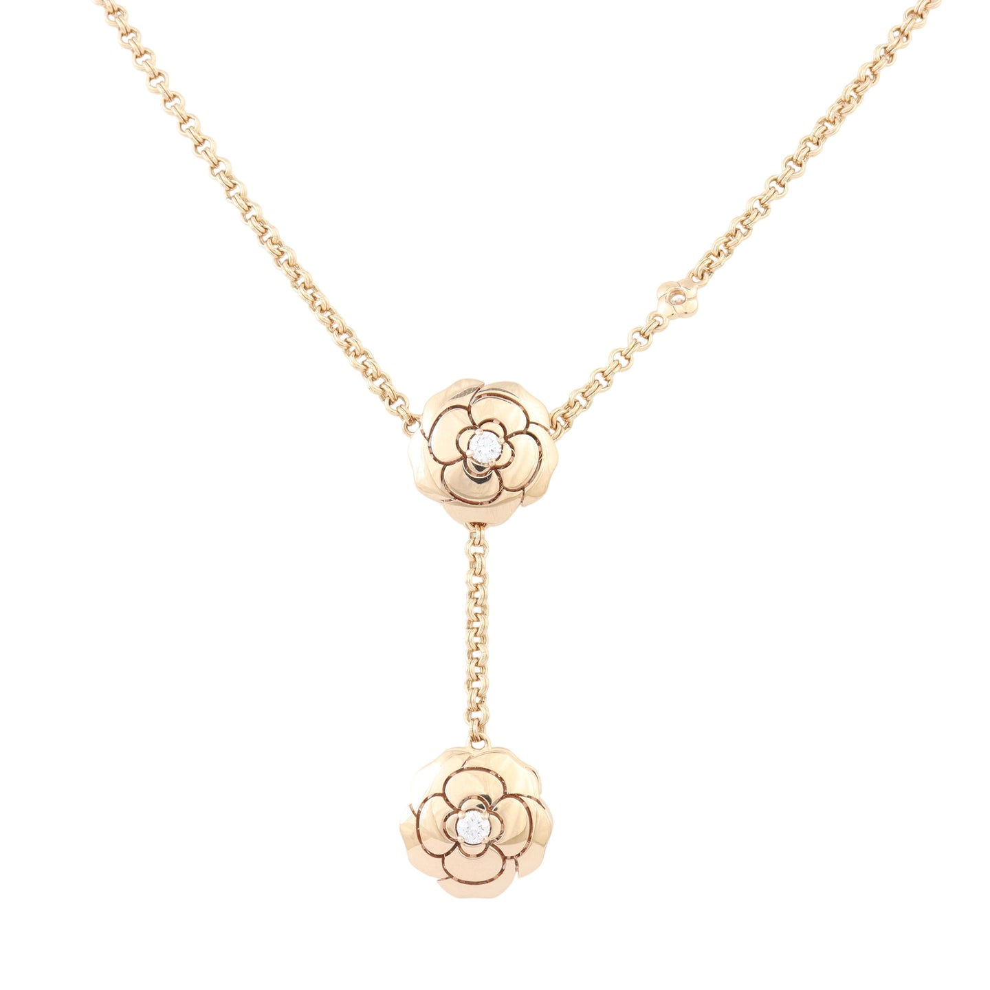 Chanel Les Infinis de Camelia Diamond 18k Rose Gold Transformable Long Necklace